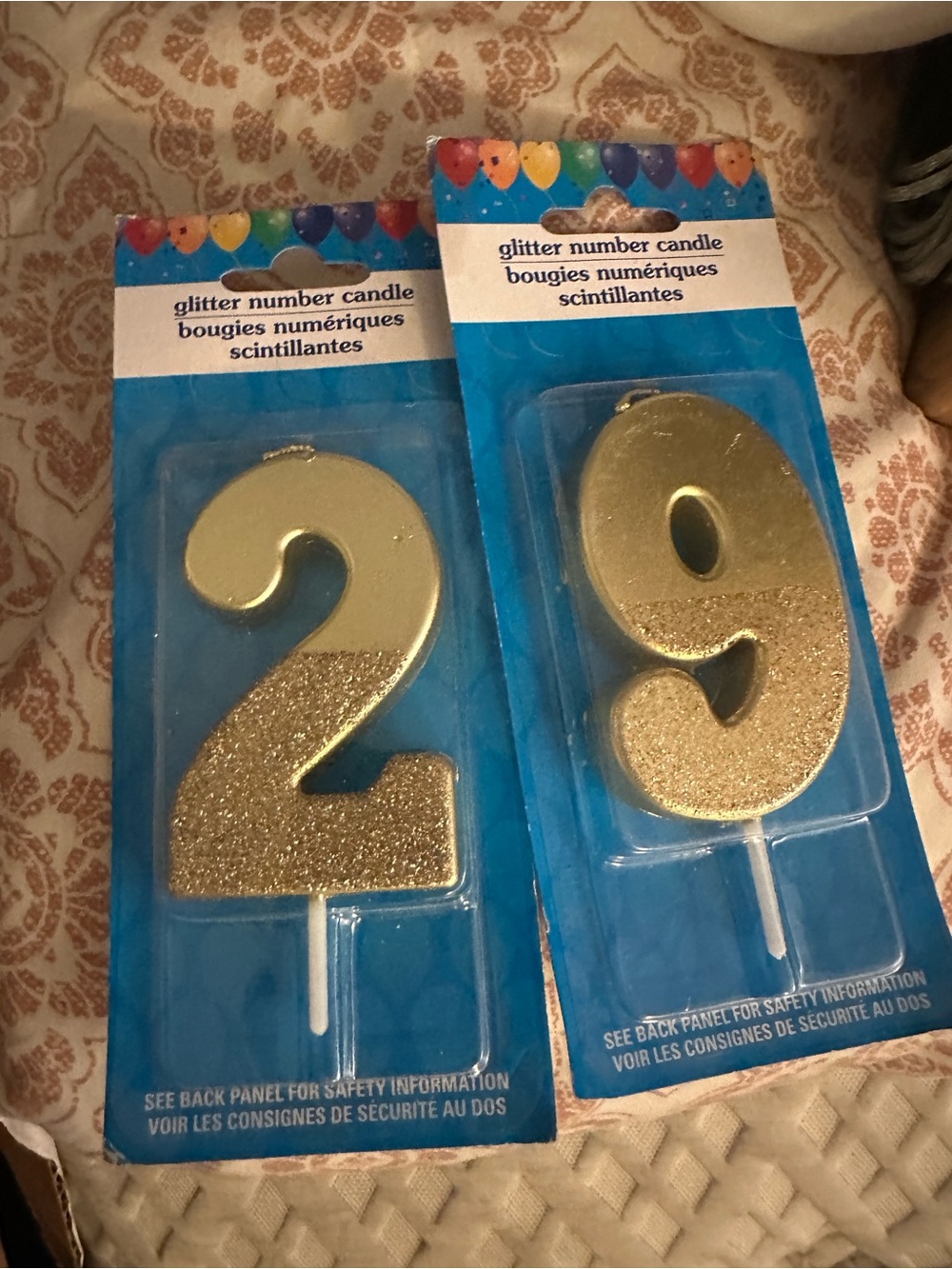 Gold Glitter Number Candle Set (2 & 9) - Party Cake Toppers